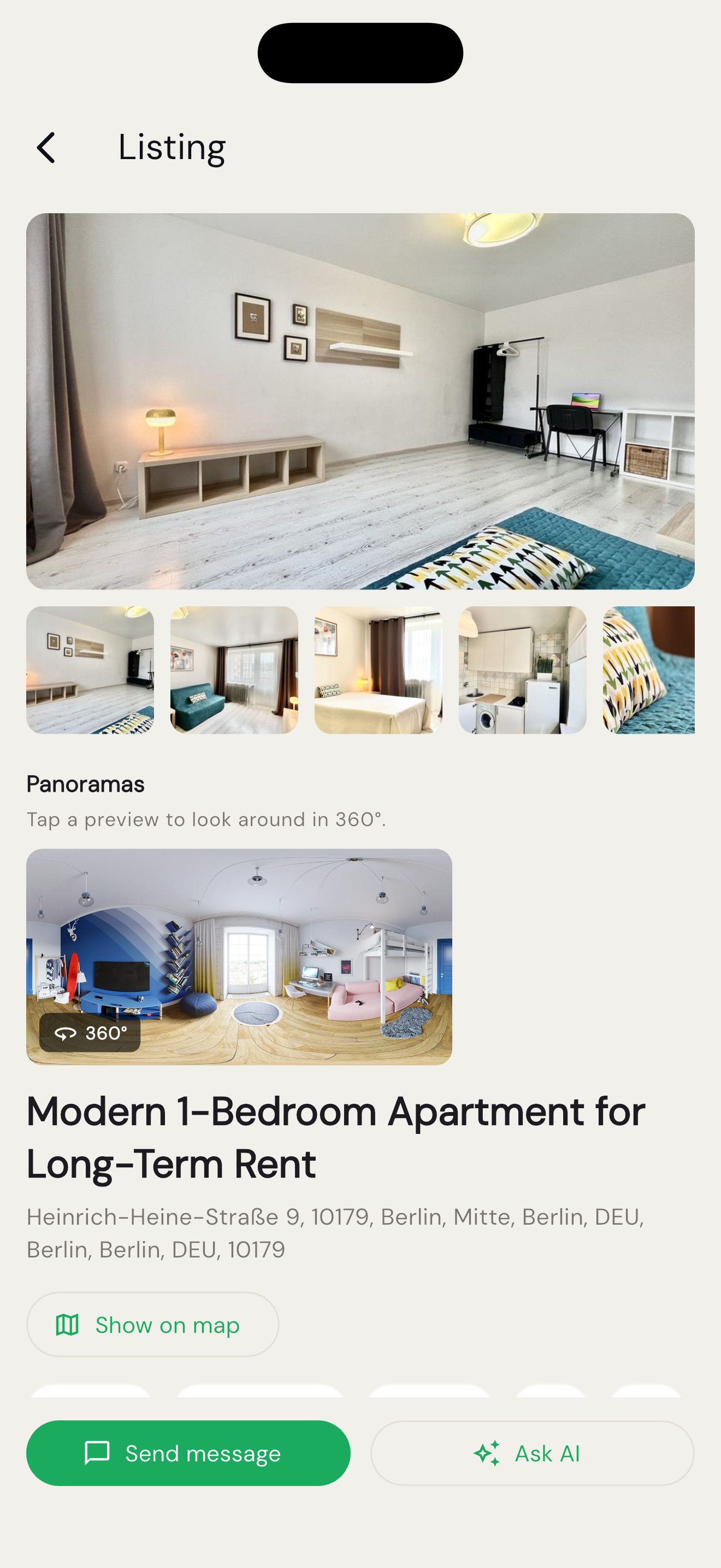 Listing detail with 360°