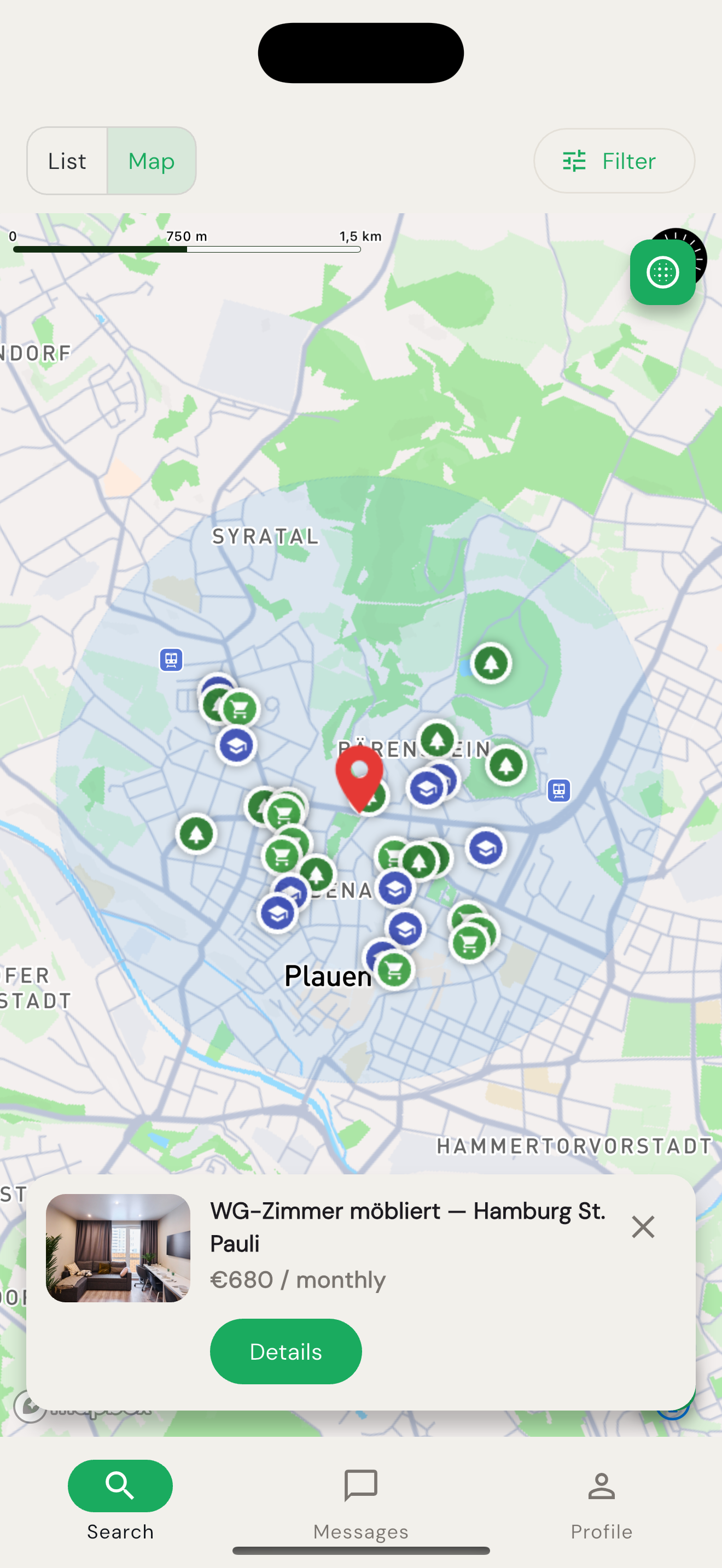 Map with cluster pins